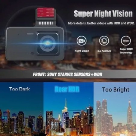 Cámara Retrovisor para Auto 1080p – Frontal y Trasera con Visión Nocturna