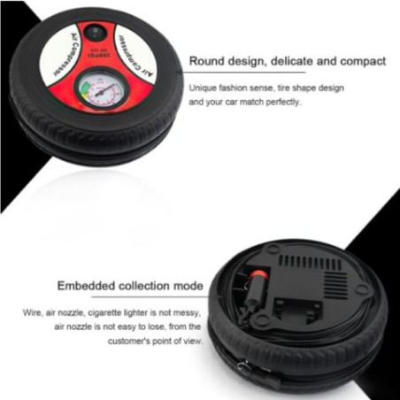 Mini compresor portátil inflador llantas auto 12v compacto viaje emergencia inflable