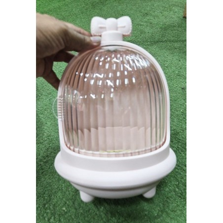 organizador maquillaje giratorio con tapa elegante tocador cosméticos 360 grados