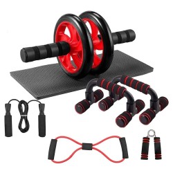 kit entrenamiento 7 en 1 abdominales ejercicio en casa rueda banda cuerda push up