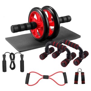 kit entrenamiento 7 en 1 abdominales ejercicio en casa rueda banda cuerda push up