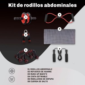 kit entrenamiento 7 en 1 abdominales ejercicio en casa rueda banda cuerda push up