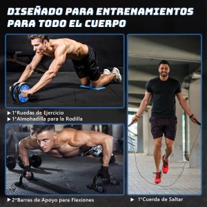 kit entrenamiento 7 en 1 abdominales ejercicio en casa rueda banda cuerda push up