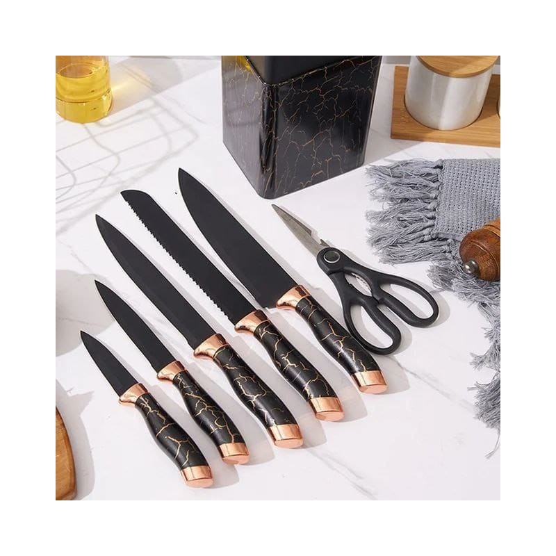 Set cuchillos cocina acero inoxidable soporte tijera afilador elegante Set cuchillos cocina acero inoxidable soporte tijera afilador elegante