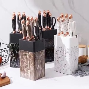 Set cuchillos cocina acero inoxidable soporte tijera afilador elegante