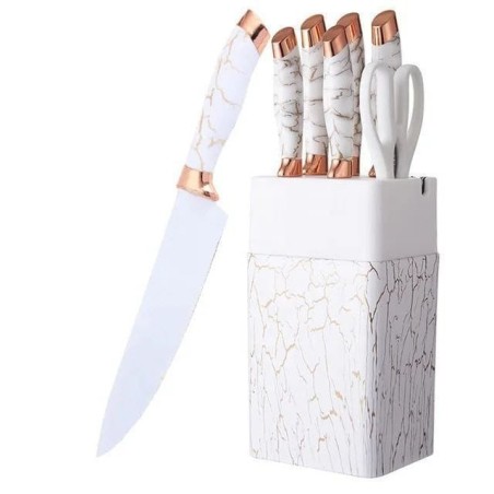 Set cuchillos cocina acero inoxidable soporte tijera afilador elegante