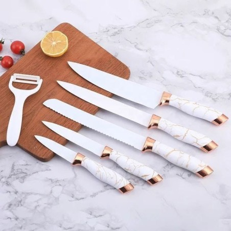 Set cuchillos cocina acero inoxidable soporte tijera afilador elegante