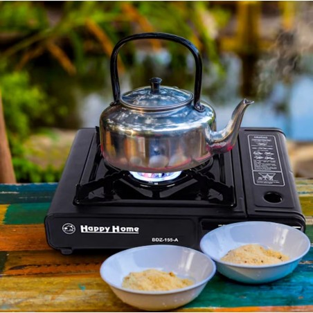 Cocina gas portátil camping estufa 1 quemador con repuesto y estuche